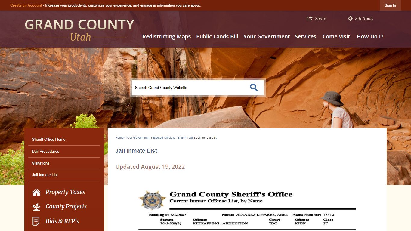 Jail Inmate List | Grand County, UT - Official Website